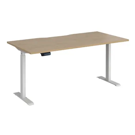 Elev8 Contract Straight Sit-Stand Desk - 1600 - White - Kendal Oak
